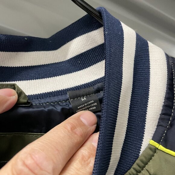 Scotch & Soda Men's Yrachie Quilted Varsity Bomber Jacket Inky Blue Size M - Picture 4 of 6